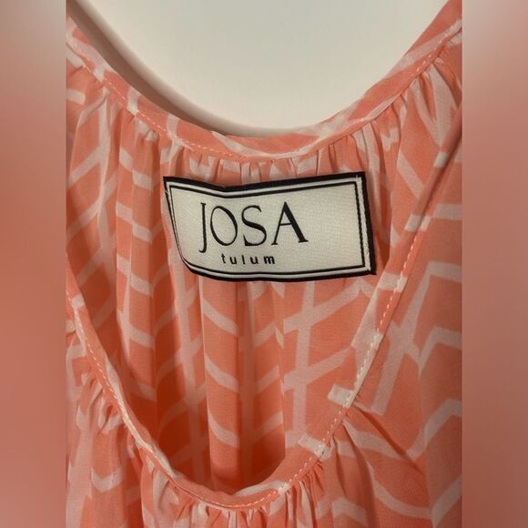 Josa Tulum EUC pink/whitee patterned sheer beach cover up dress one size - Picture 4 of 5